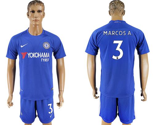 Chelsea #3 Marcos.A Home Soccer Club Jersey - Click Image to Close